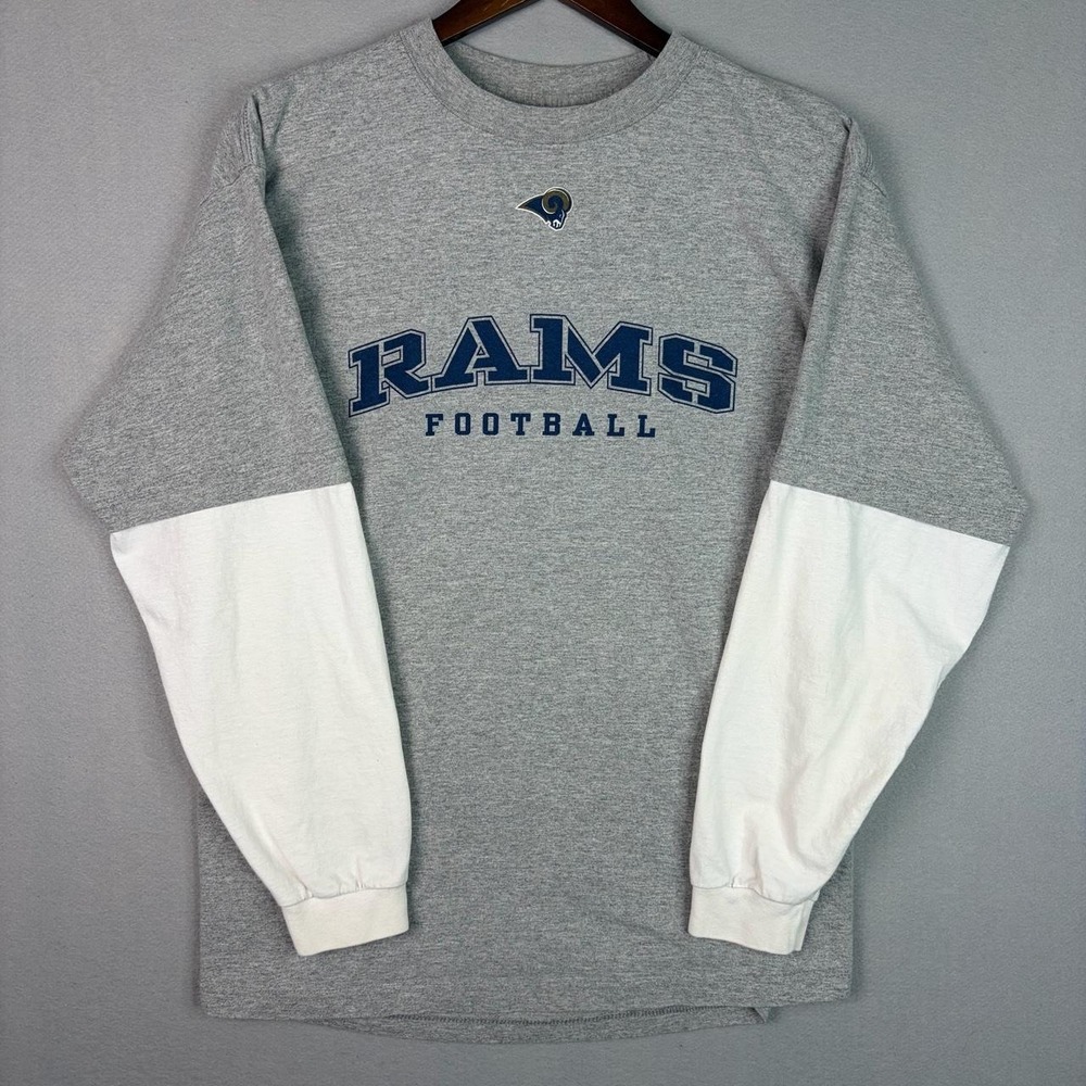 NFL Football Los Angeles Rams Two Tone Grey White Long Sleeve